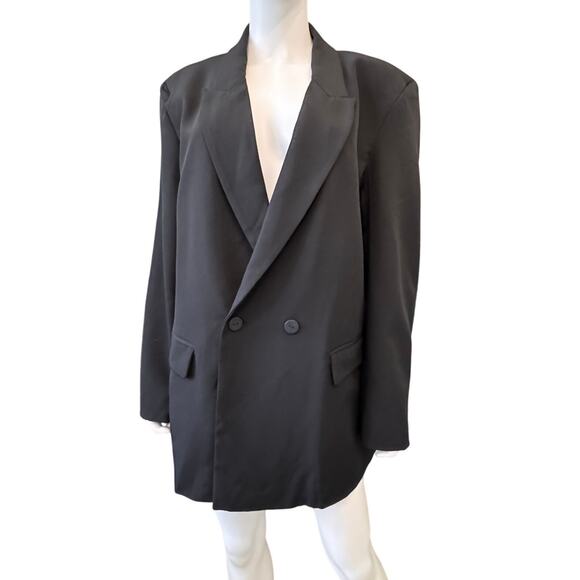 New RDI NORDSTROM Women's Black Oversize Double Breasted Blazer Size XL - Picture 3 of 7